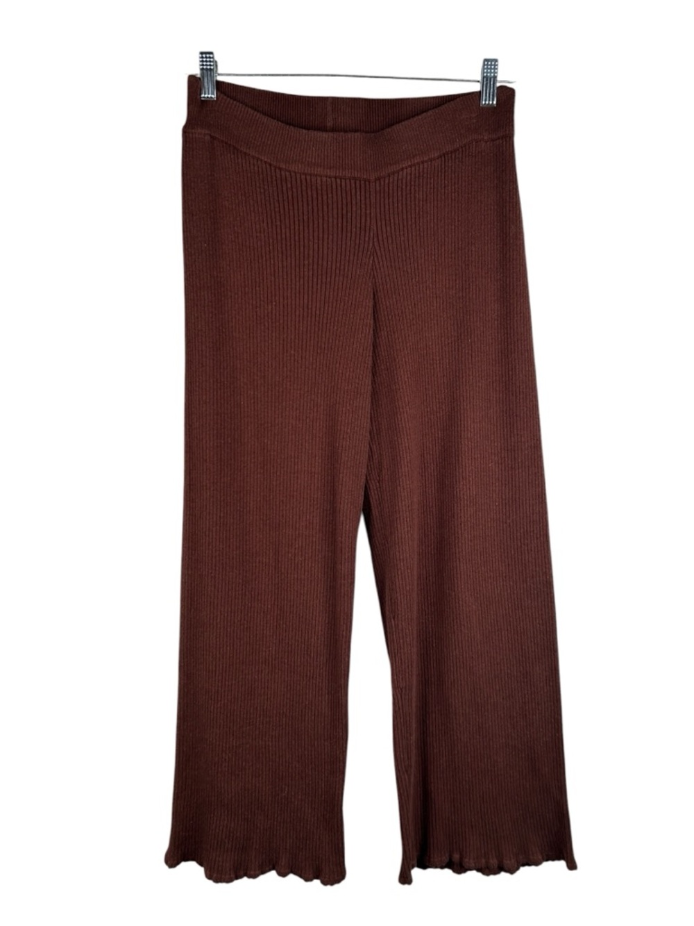 House of Harlow Chocolate Brown Ribbed Wide Leg Loungwear Pants Size Small